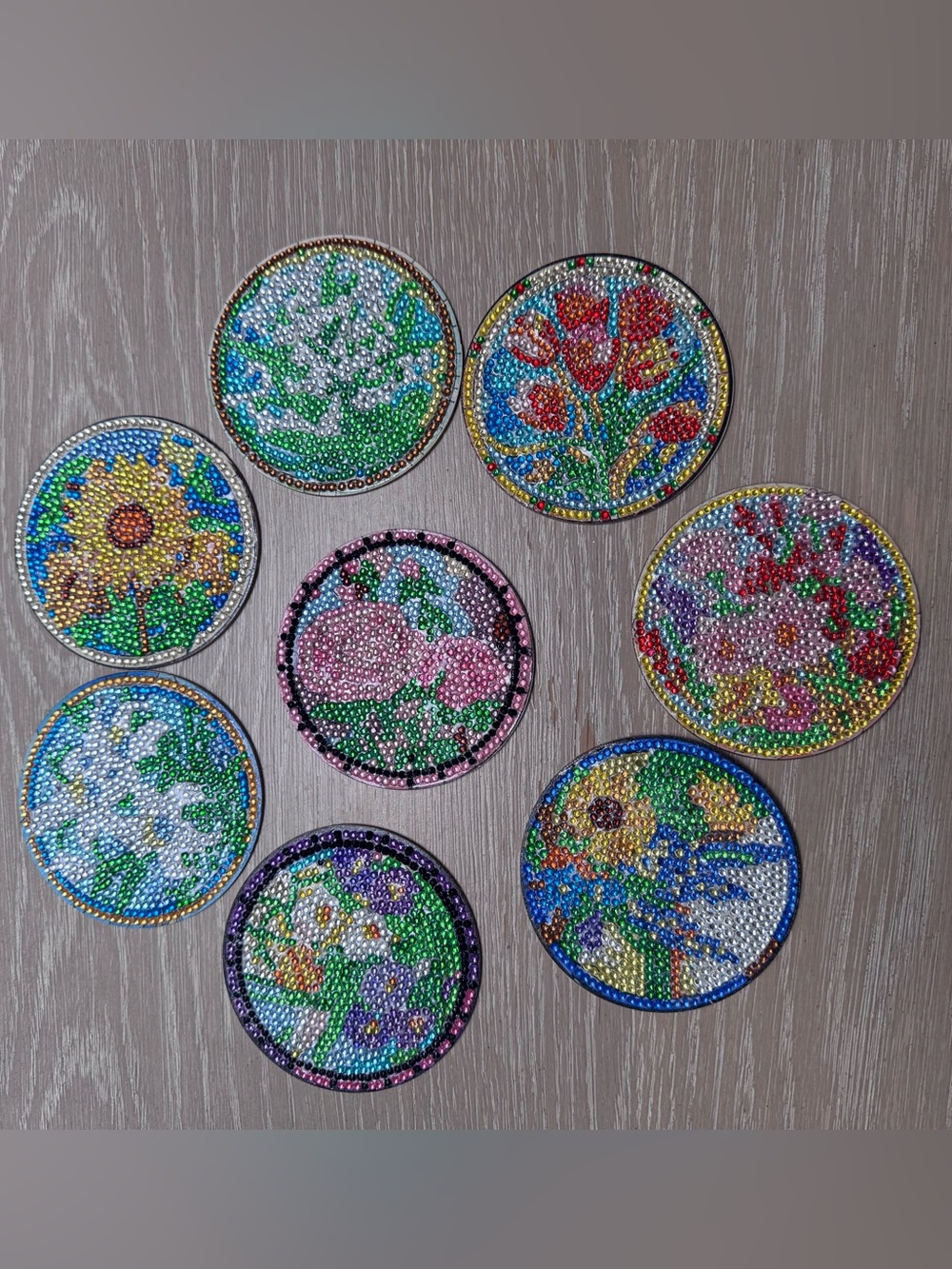 Floral Rhinestone Coasters - Multicolor